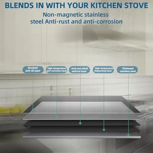 Generic Stainless Steel Kitchen Range Hood Backsplash 76cm x 61cm (24" x 30") | Easy Clean Splatter Guard for Indian Kitchens thumbnail 4