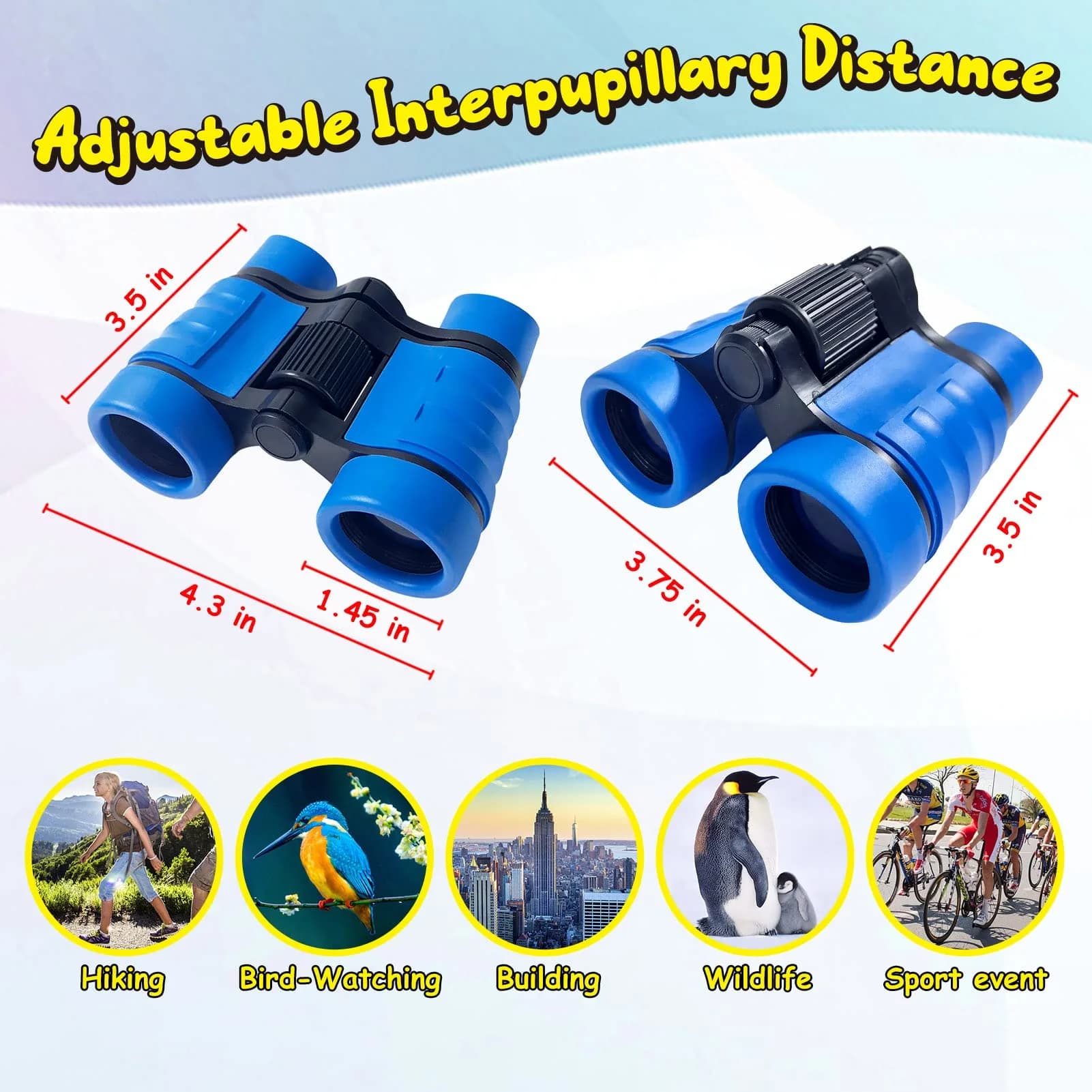 ESSENSON Dark Blue Binoculars for Kids | 4x30mm Shockproof Outdoor Toy for Ages 3-12 - view 3