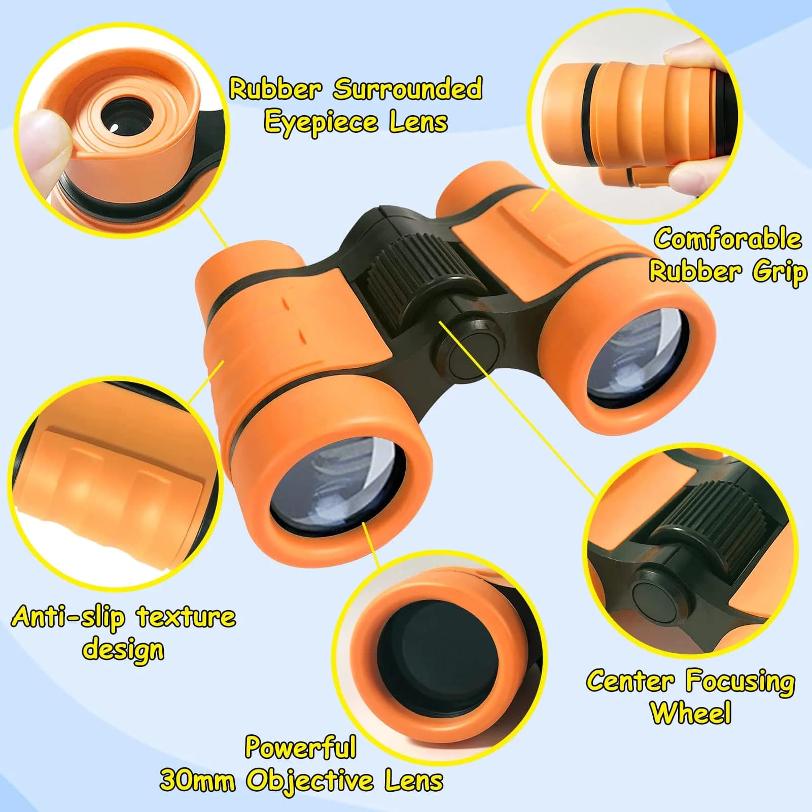 ESSENSON Kids Binoculars Orange 4x30mm | Shockproof Outdoor Toy for Ages 3-12 - view 2