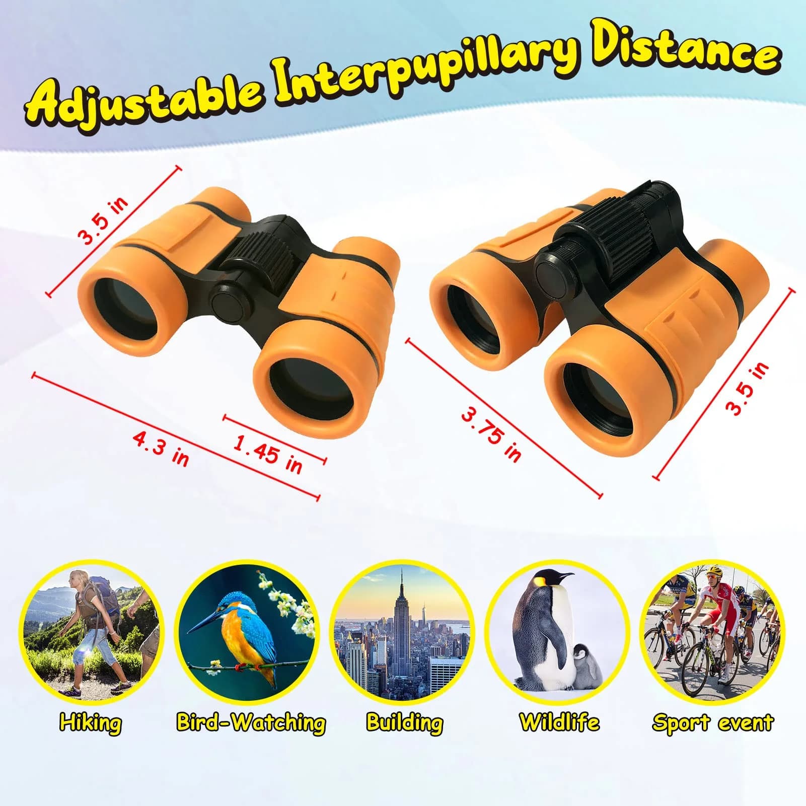 ESSENSON Kids Binoculars Orange 4x30mm | Shockproof Outdoor Toy for Ages 3-12 - view 3