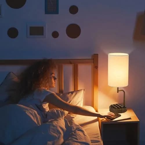 Dreamholder Modern Desk Lamp with 3 USB Ports & AC Outlet | Walnut Finish, 60W thumbnail 7