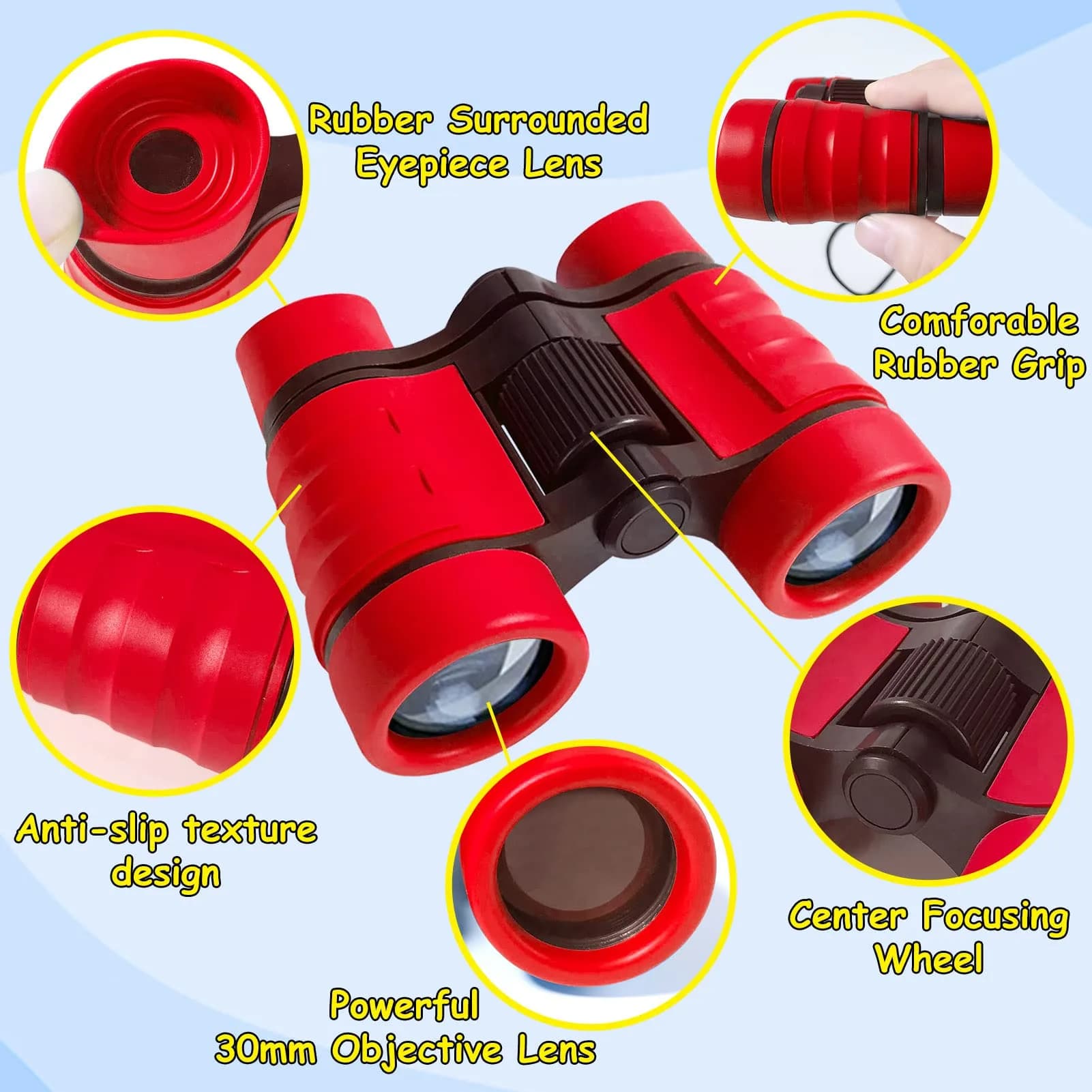 ESSENSON Kids Binoculars - Vibrant Red, 4x30mm Shockproof Outdoor Toy for Ages 3-12 - view 2