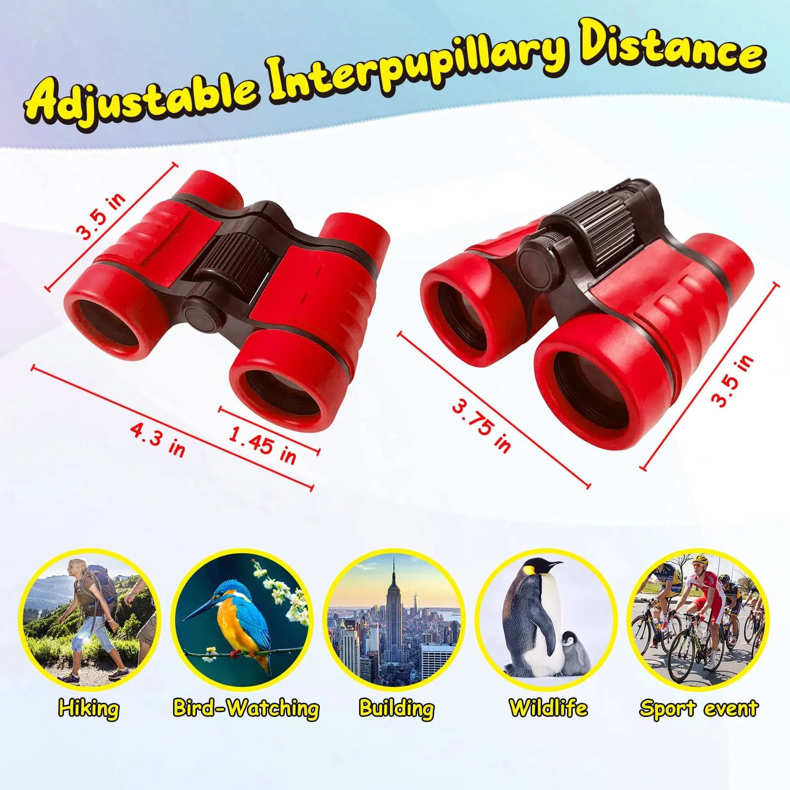 ESSENSON Kids Binoculars - Vibrant Red, 4x30mm Shockproof Outdoor Toy for Ages 3-12 - view 3