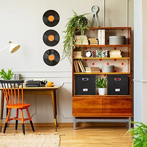 Woodoulogy Vinyl Record Storage Box for 50+ LPs | Space-Saving, Durable Linen Case with Lid thumbnail 8