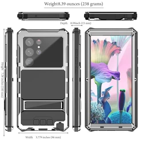 Lunivop Heavy Duty Metal Case for Samsung Galaxy S23 Ultra | Built-in Screen Protector & Kickstand thumbnail 2
