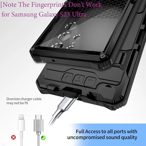 Lunivop Samsung Galaxy S23 Ultra Metal Heavy Duty Case Black | Military Grade Protection & Built-in Screen Protector thumbnail 6