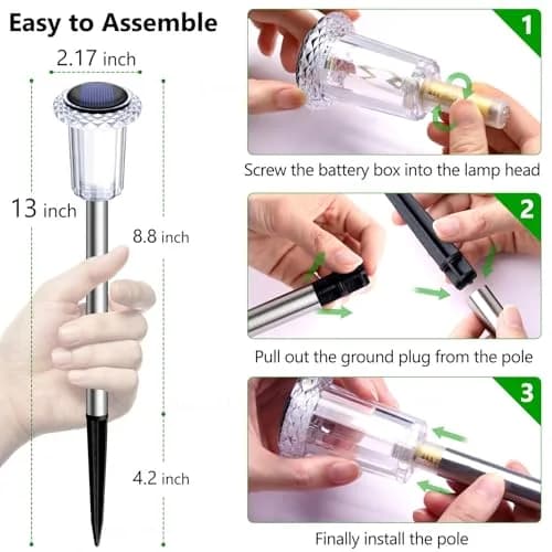 DenicMic 10 Pack Solar Pathway Lights Waterproof Warm White LED | Outdoor Garden Decor thumbnail 4
