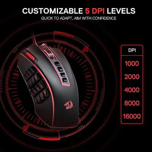 Redragon M990 Wired RGB MMO Gaming Mouse 32000 DPI with Weight Tuning | 23 Programmable Buttons thumbnail 4