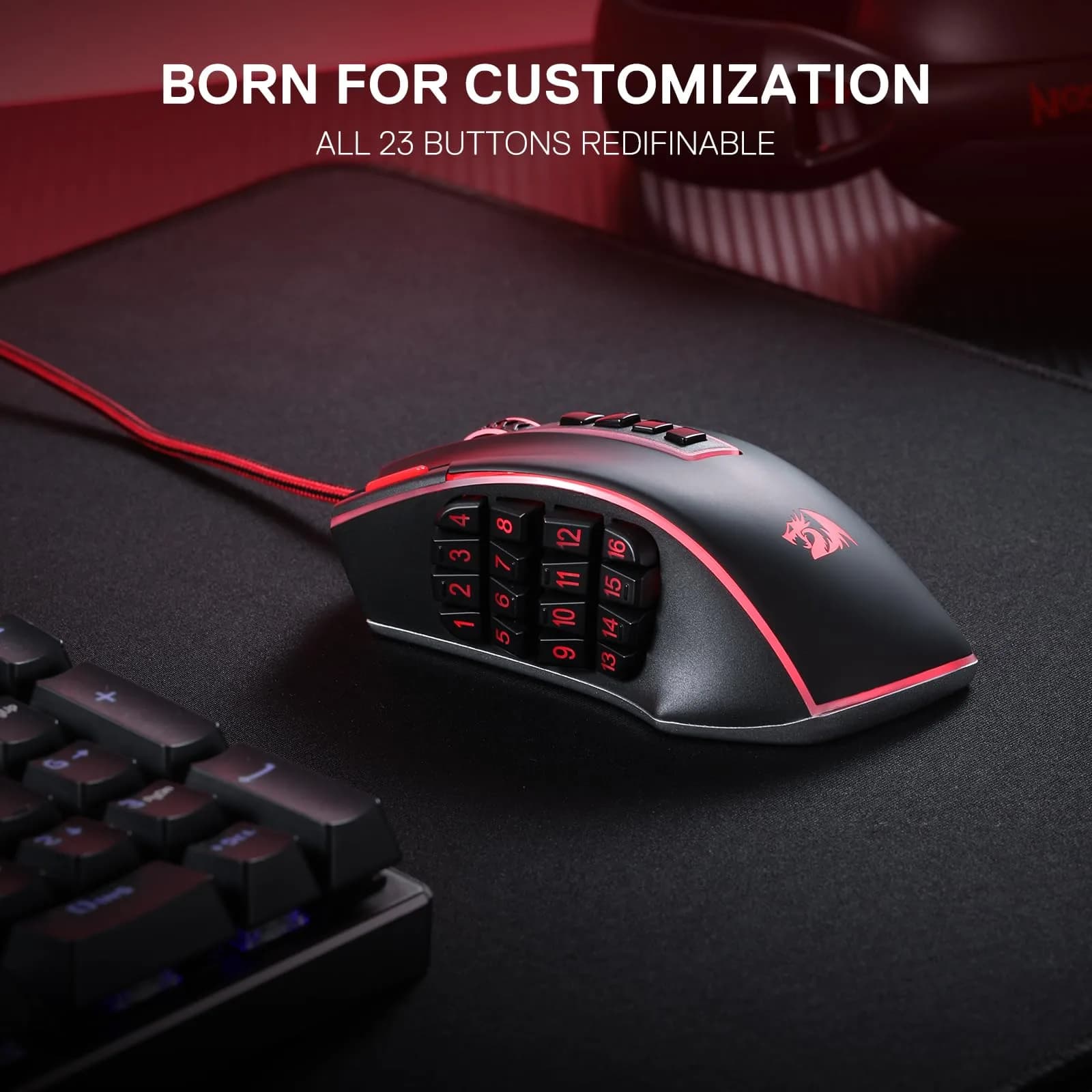 Redragon M990 Wired RGB MMO Gaming Mouse 32000 DPI with Weight Tuning | 23 Programmable Buttons - view 3