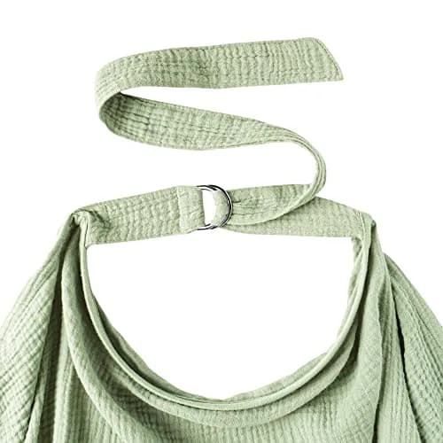 Konssy Muslin Nursing Cover Up for Breastfeeding with Rigid Hoop, Sage 100% Cotton | Breathable & Adjustable for New Moms thumbnail 5