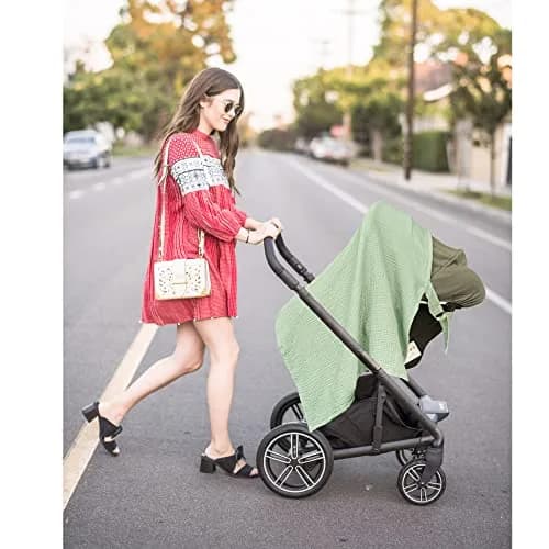 Konssy Muslin Nursing Cover Up for Breastfeeding with Rigid Hoop, Sage 100% Cotton | Breathable & Adjustable for New Moms thumbnail 8