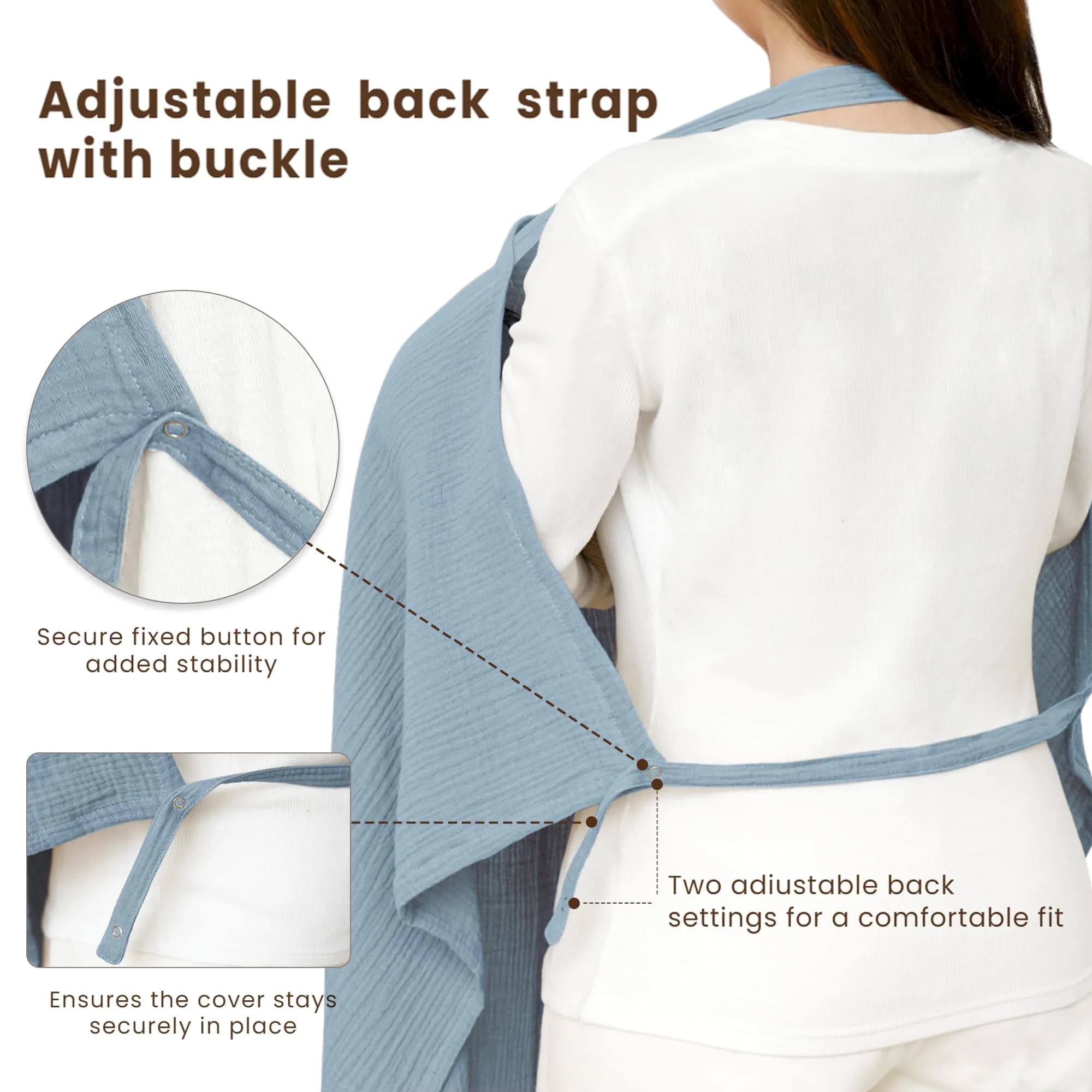 Konssy Muslin Nursing Cover Up for Breastfeeding with Rigid Hoop, 100% Cotton (Blue) | Breathable & Skin-Friendly for New Moms - view 5