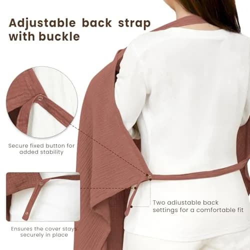Konssy Muslin Nursing Cover Chestnut | 100% Cotton Breathable with Rigid Hoop for Breastfeeding & Multi-use Carseat Canopy thumbnail 5