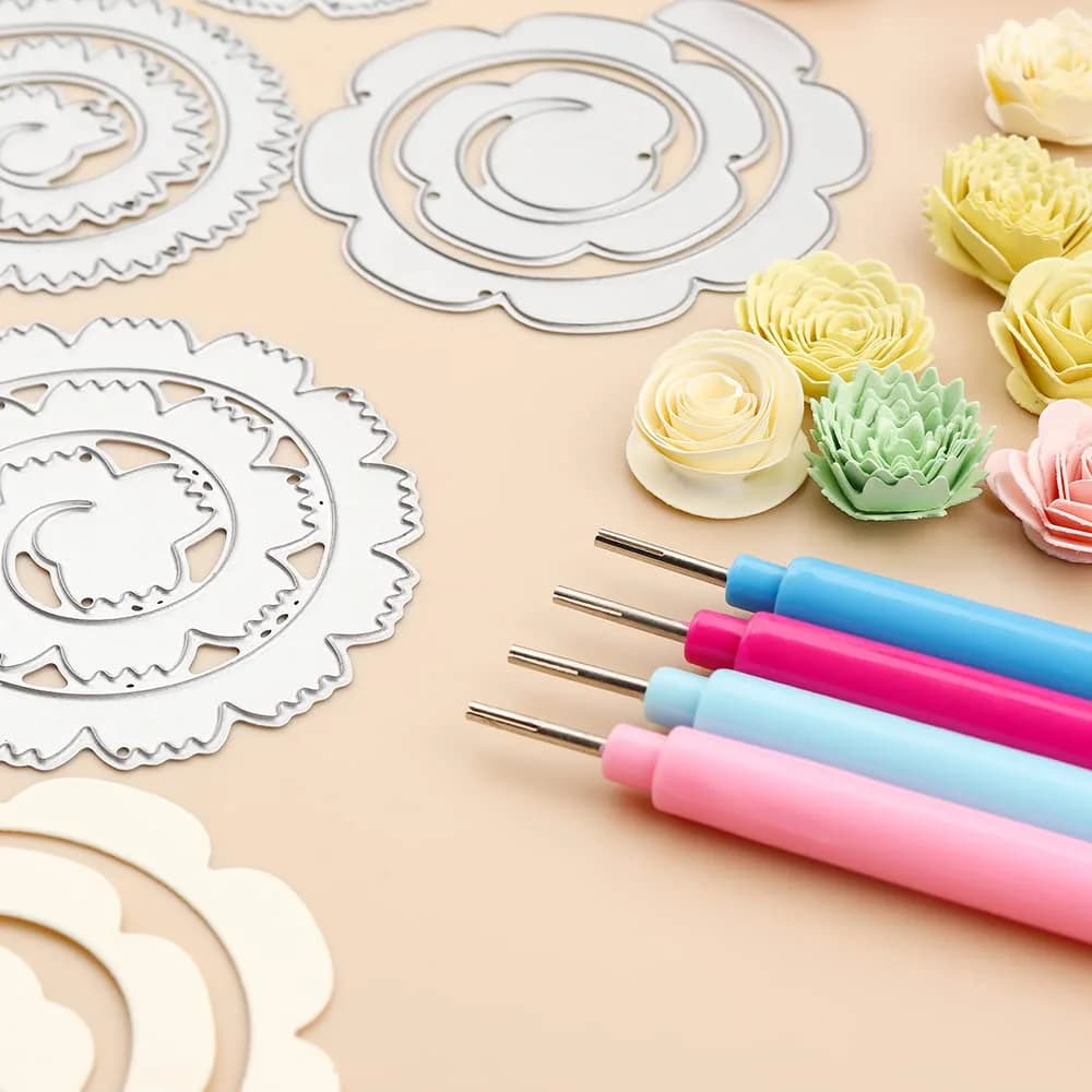CYFUN DESIGN 8Pcs 3D Flowers Spiral Metal Cutting Dies Set | Crafting Embellishments for Card Making - view 5