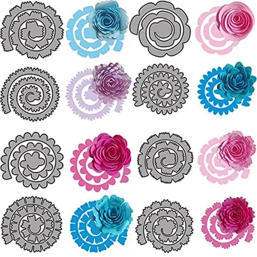 CYFUN DESIGN 8Pcs 3D Flowers Spiral Metal Cutting Dies Set | Crafting Embellishments for Card Making thumbnail 1
