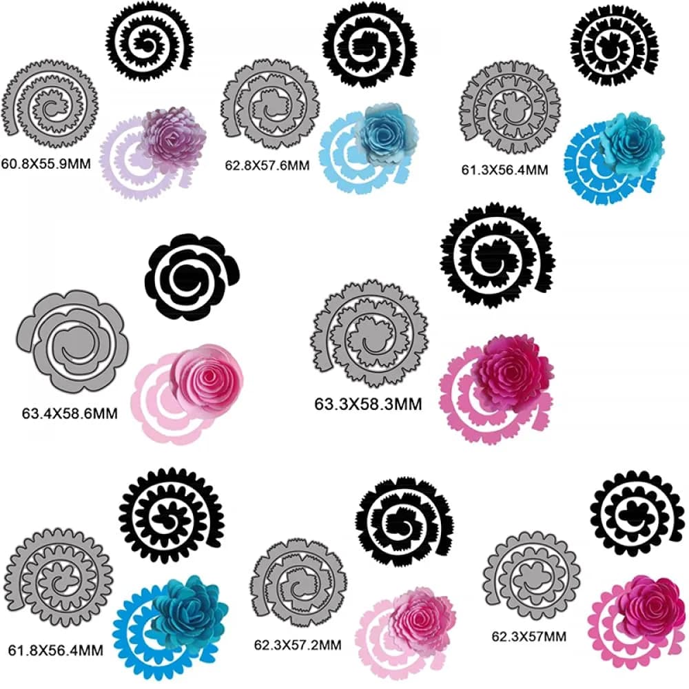 CYFUN DESIGN 8Pcs 3D Flowers Spiral Metal Cutting Dies Set | Crafting Embellishments for Card Making - view 2