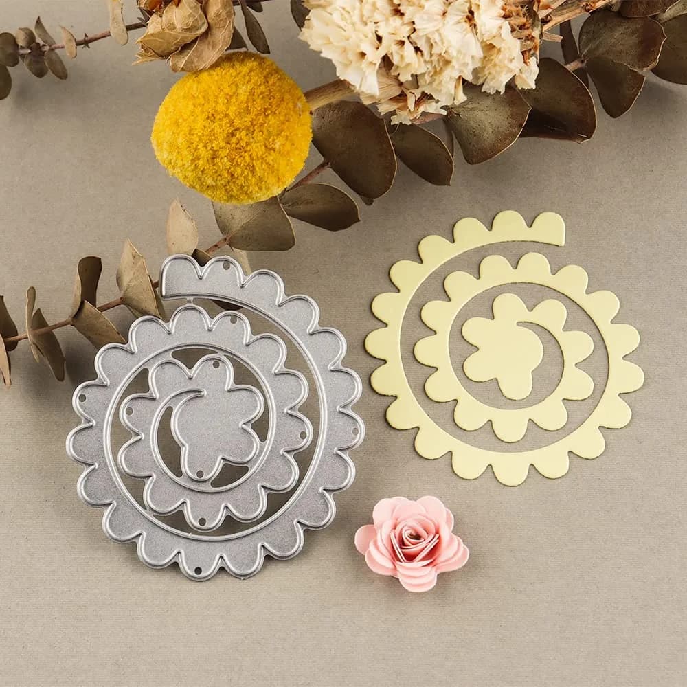 CYFUN DESIGN 8Pcs 3D Flowers Spiral Metal Cutting Dies Set | Crafting Embellishments for Card Making - view 3