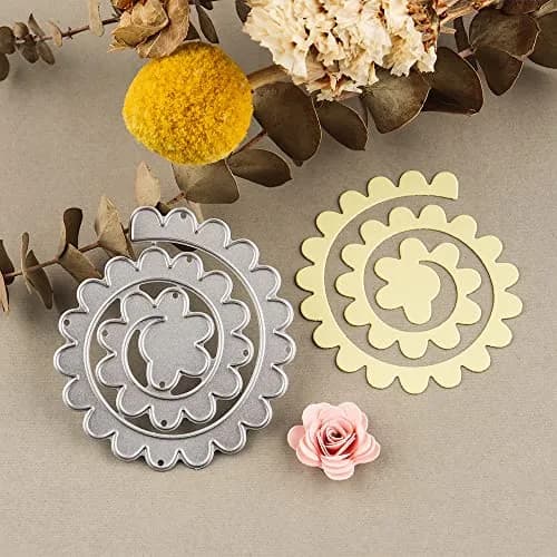CYFUN DESIGN 8Pcs 3D Flowers Spiral Metal Cutting Dies Set | Crafting Embellishments for Card Making thumbnail 3