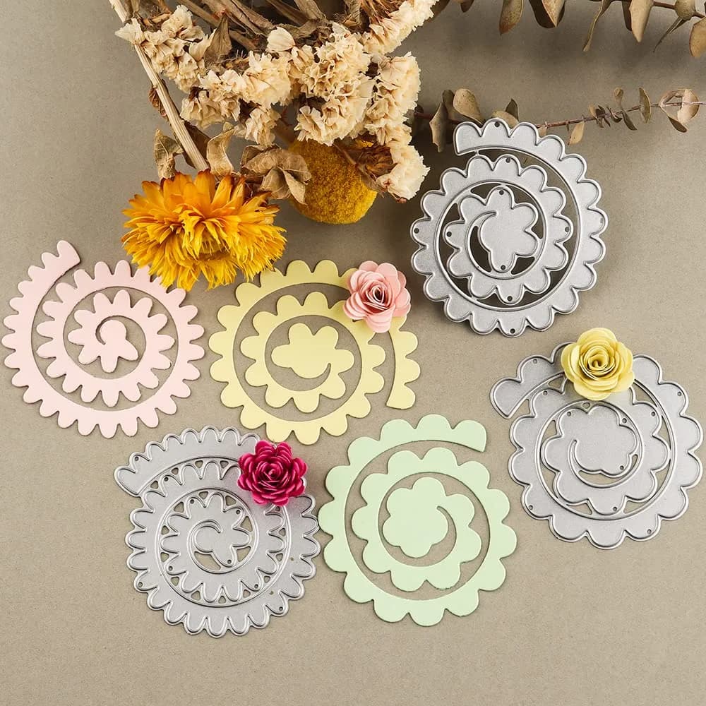 CYFUN DESIGN 8Pcs 3D Flowers Spiral Metal Cutting Dies Set | Crafting Embellishments for Card Making - view 4