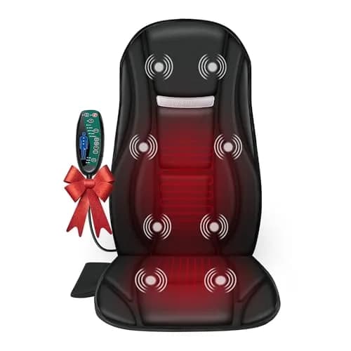 Snailax Vibration Back Massager with Heat, 8 Motors Massage Chair Pad 1.42 kg (3.13 lb) | Deep Tissue Relief for Home & Office — Black
