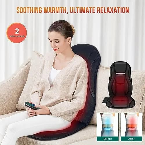 Snailax Vibration Back Massager with Heat, 8 Motors Massage Chair Pad 1.42 kg (3.13 lb) | Deep Tissue Relief for Home & Office thumbnail 4