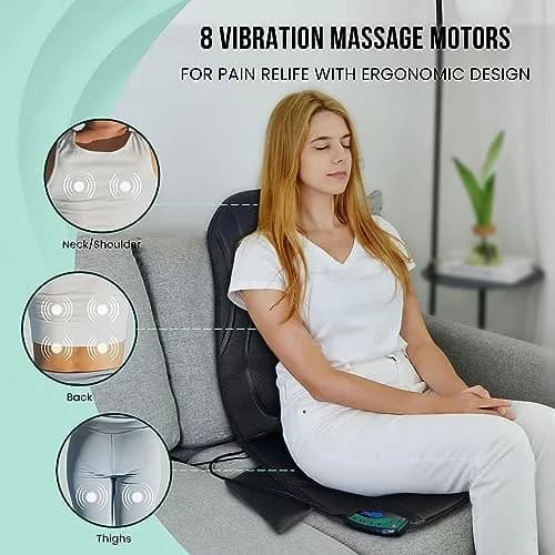 Snailax Vibration Back Massager with Heat, 8 Motors Massage Chair Pad 1.42 kg (3.13 lb) | Deep Tissue Relief for Home & Office thumbnail 2