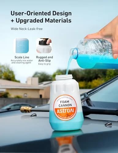AstroAI Foam Cannon for Pressure Washer with 1/4" Quick Connect, 1L Bottle & 5 Nozzles | Heavy Duty Foam Sprayer Attachments thumbnail 7