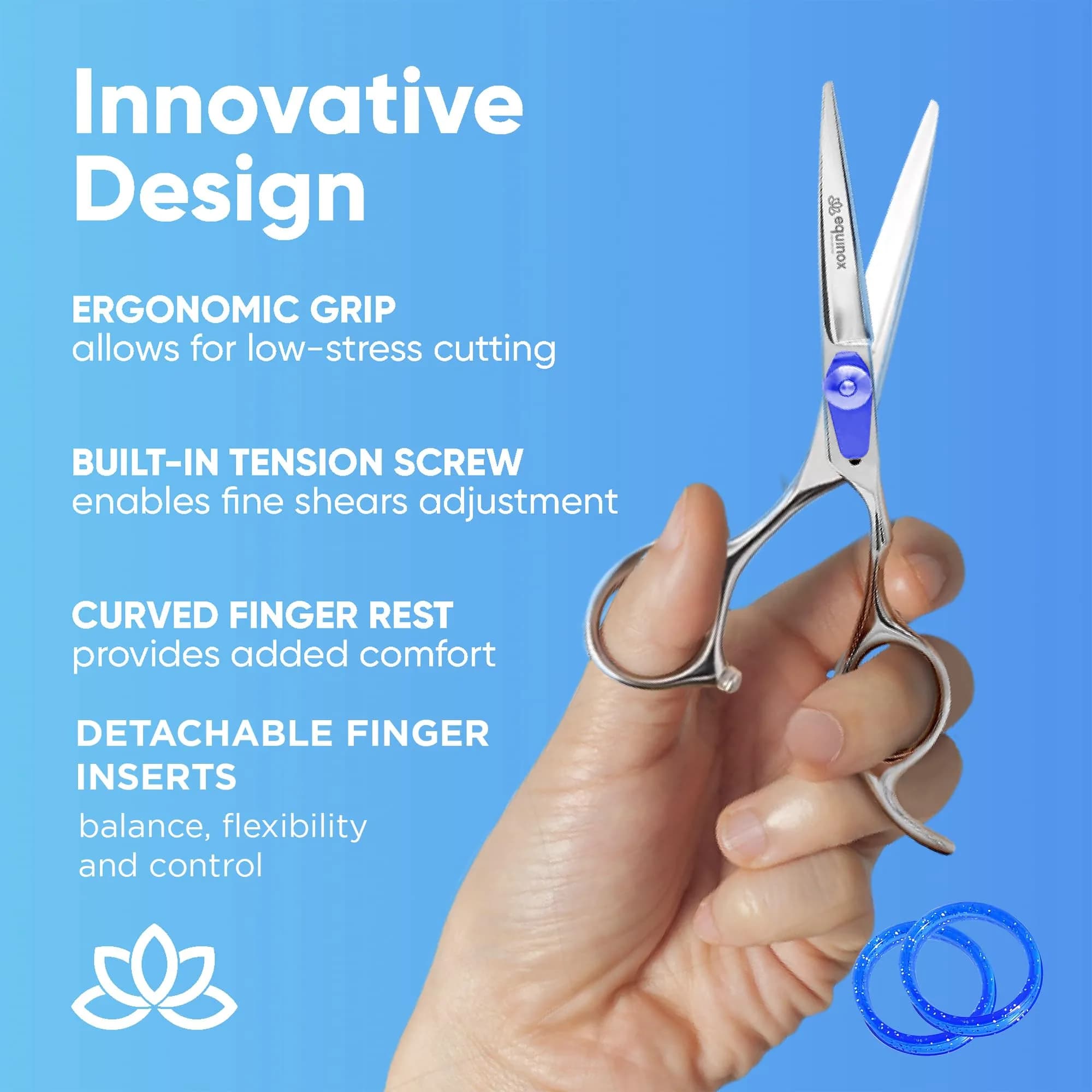 Equinox International Silver Blue 6.5 Inch Barber Hair Cutting Shears | Japanese Stainless Steel - view 3
