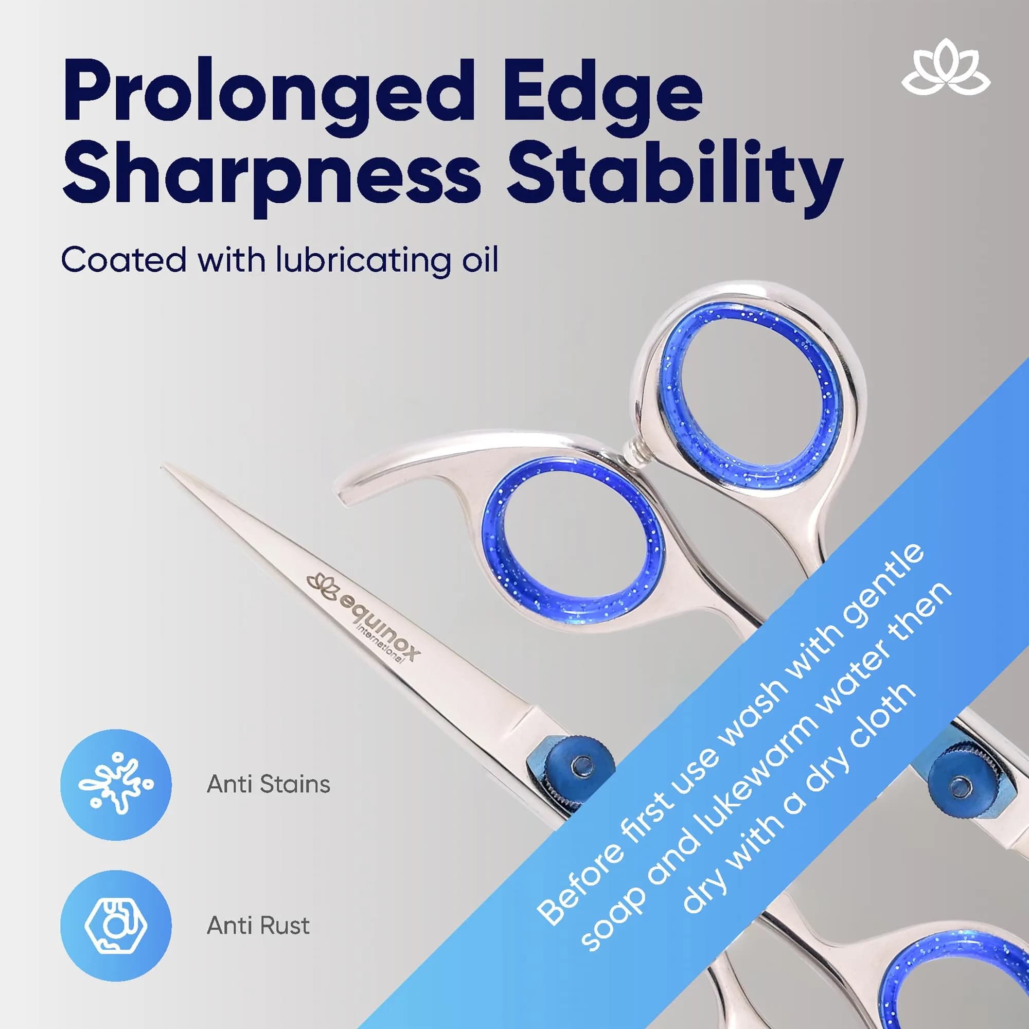 Equinox International Silver Blue 6.5 Inch Barber Hair Cutting Shears | Japanese Stainless Steel - view 4