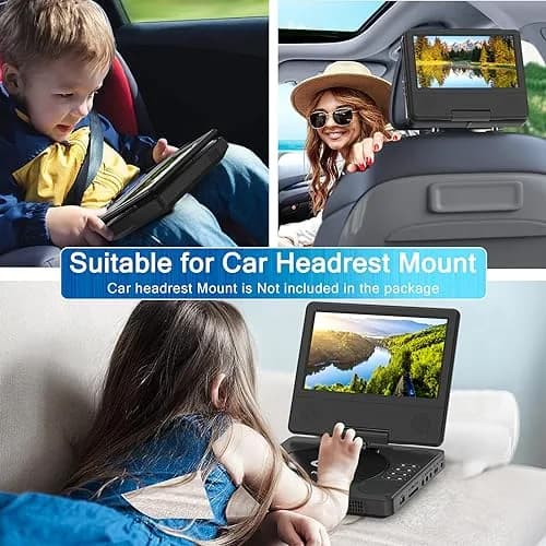 PJGCWB Portable DVD Player 7.5" Swivel Display | 5-Hour Battery, Car Mount Included thumbnail 2