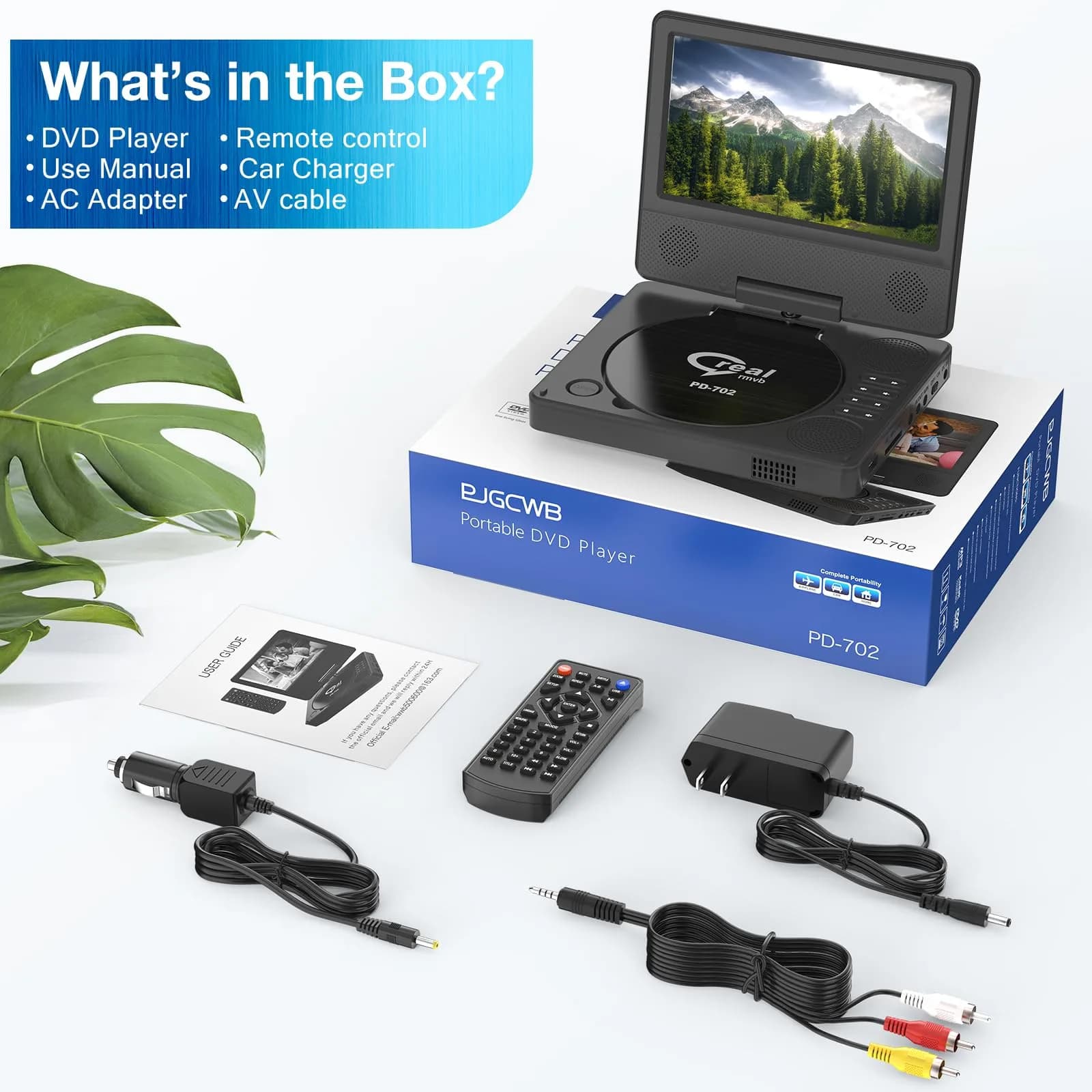 PJGCWB Portable DVD Player 7.5" Swivel Display | 5-Hour Battery, Car Mount Included - view 3