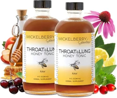 Mickelberry Gardens Throat Lung Honey Tonic 8oz 2 Pack | Natural Sore Throat Relief & Immune Support thumbnail 1