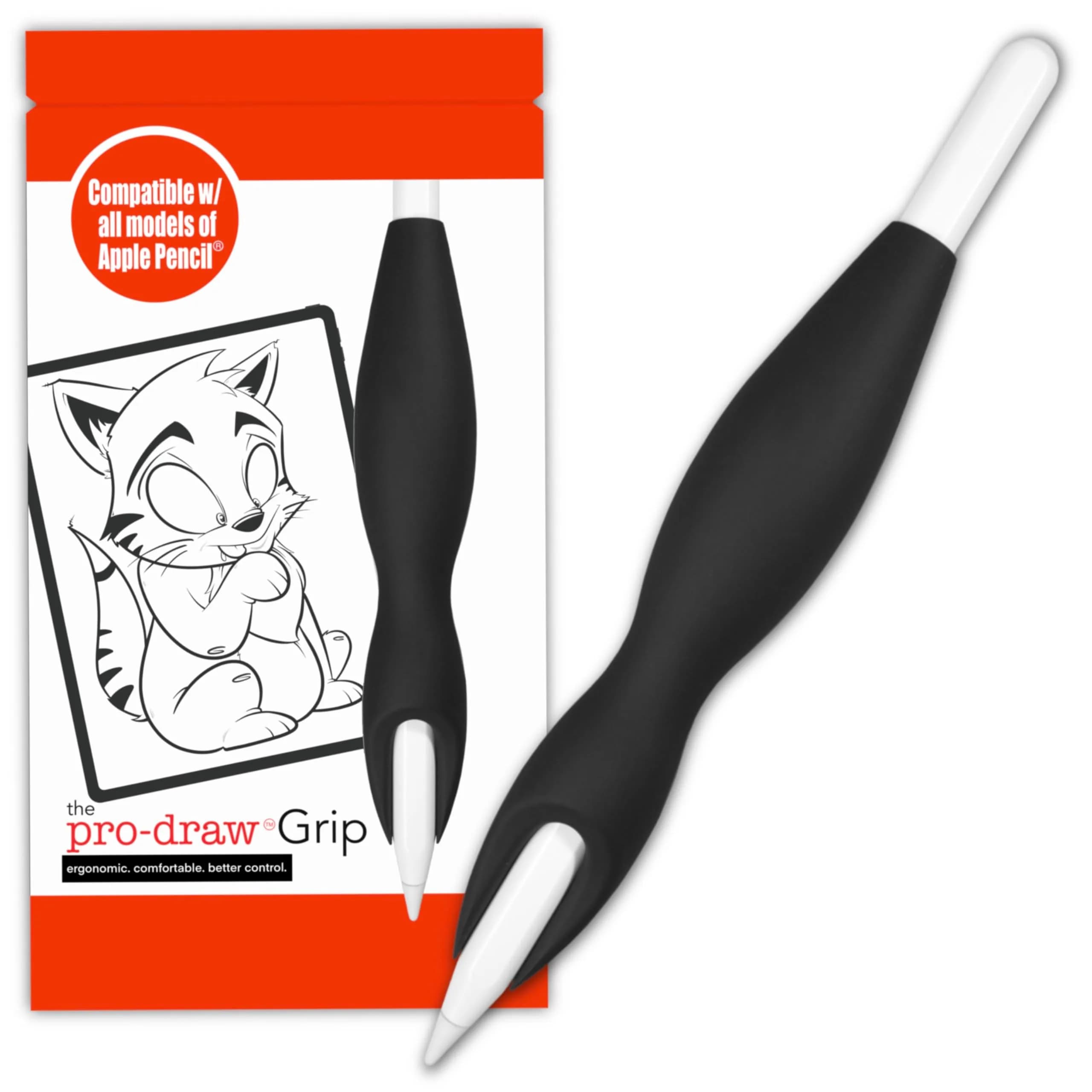Pro-Draw The Grip for Apple Pencil Pro, 1st/2nd Gen & USB-C | Enhanced Comfort & Control — Black