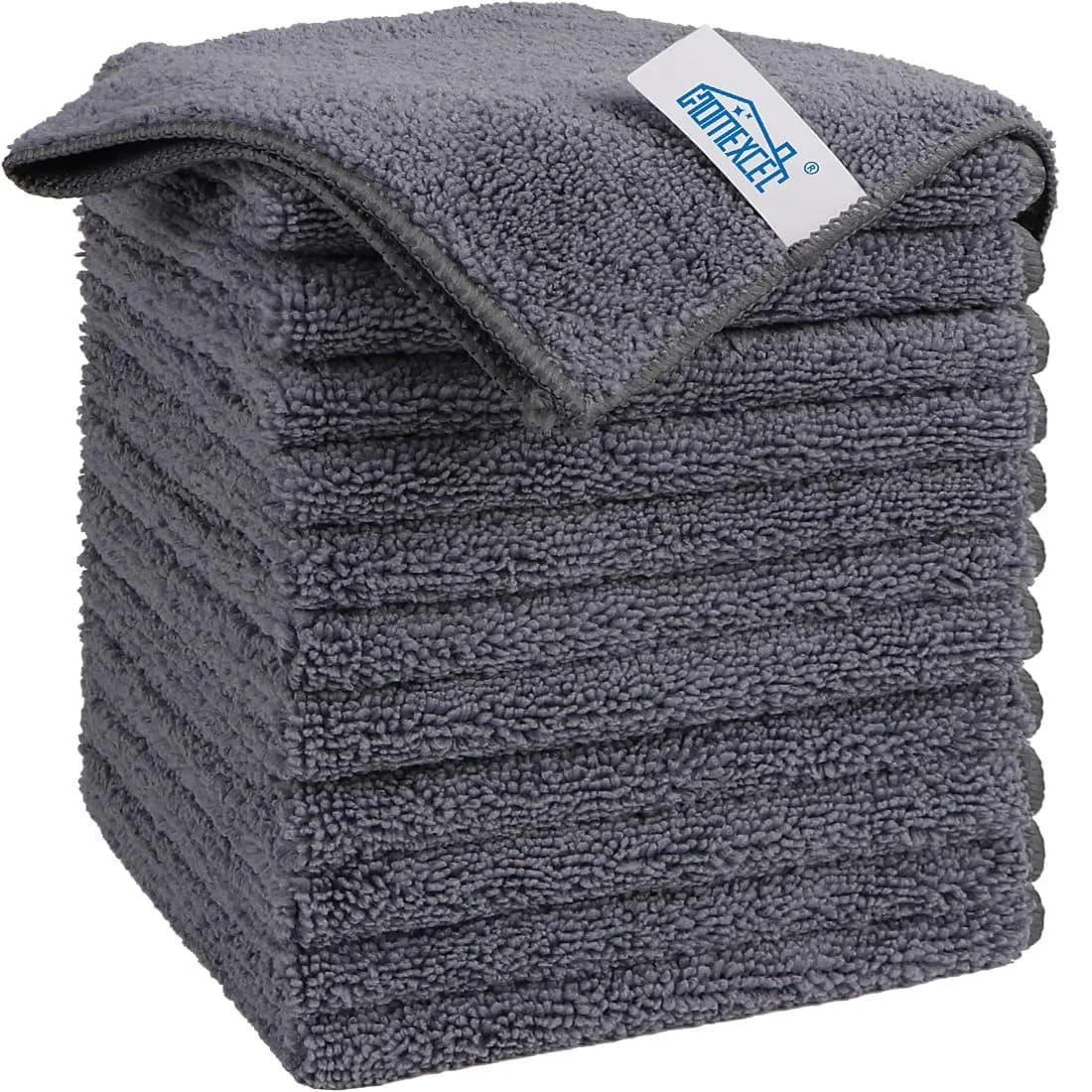 HOMEXCEL Grey Microfiber Cleaning Cloth 12 Pack | Scratch-Free, Super Absorbent for Car & Home