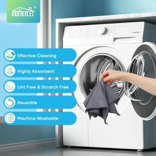 HOMEXCEL Grey Microfiber Cleaning Cloth 12 Pack | Scratch-Free, Super Absorbent for Car & Home thumbnail 6