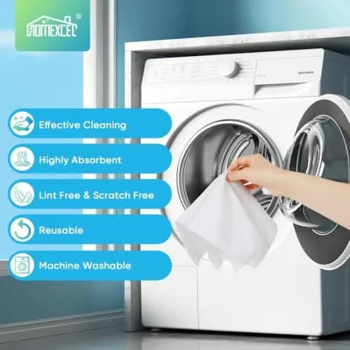 HOMEXCEL White Microfiber Cleaning Cloth 11.5"x 11.5" | Scratch-Free & Super Absorbent for Car & Home thumbnail 6