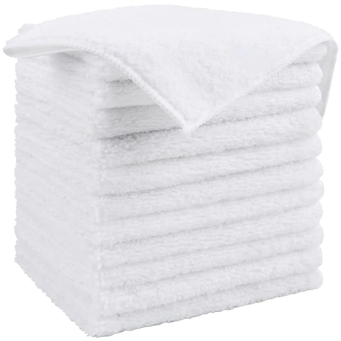 HOMEXCEL White Microfiber Cleaning Cloth 11.5"x 11.5" | Scratch-Free & Super Absorbent for Car & Home