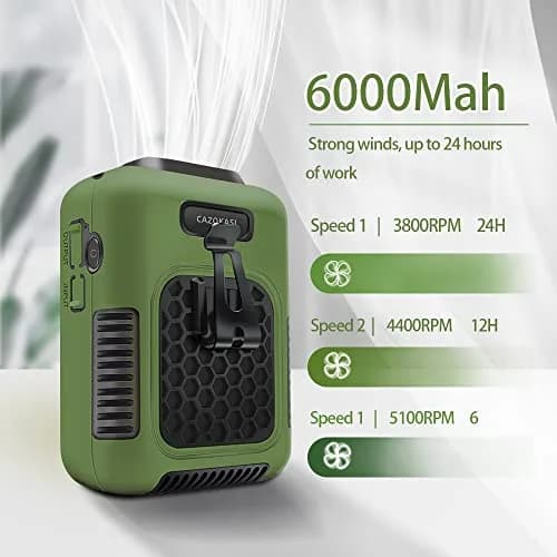 CAZOKASI Electric Fan Wearable Clip Portable Cooling 6000mAh | Heatstroke Prevention, Quiet & Long Battery Life thumbnail 2