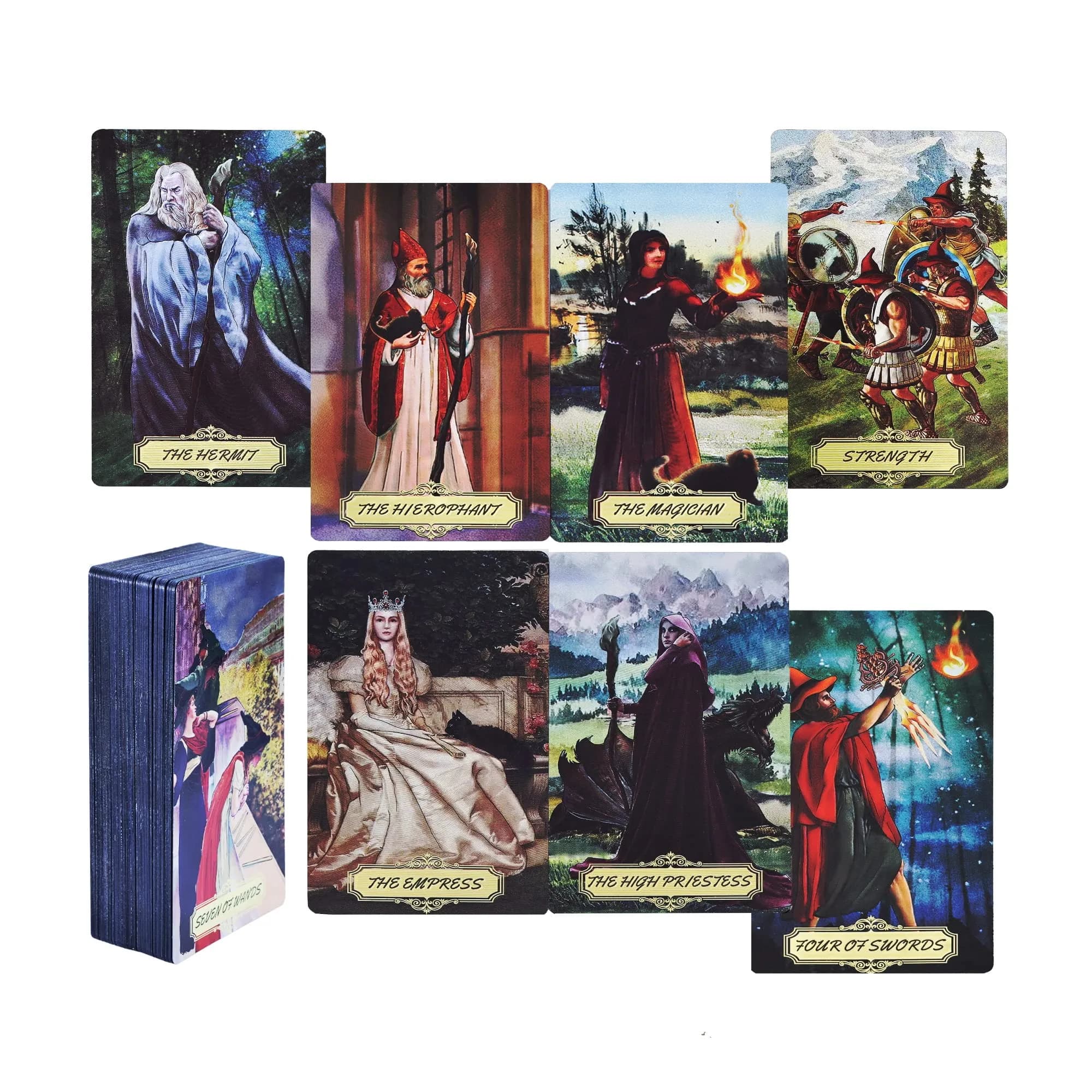 KIINO Purple Gold Foil Tarot Cards - 78 Waterproof PVC Cards with Guide Book & Box - main product image