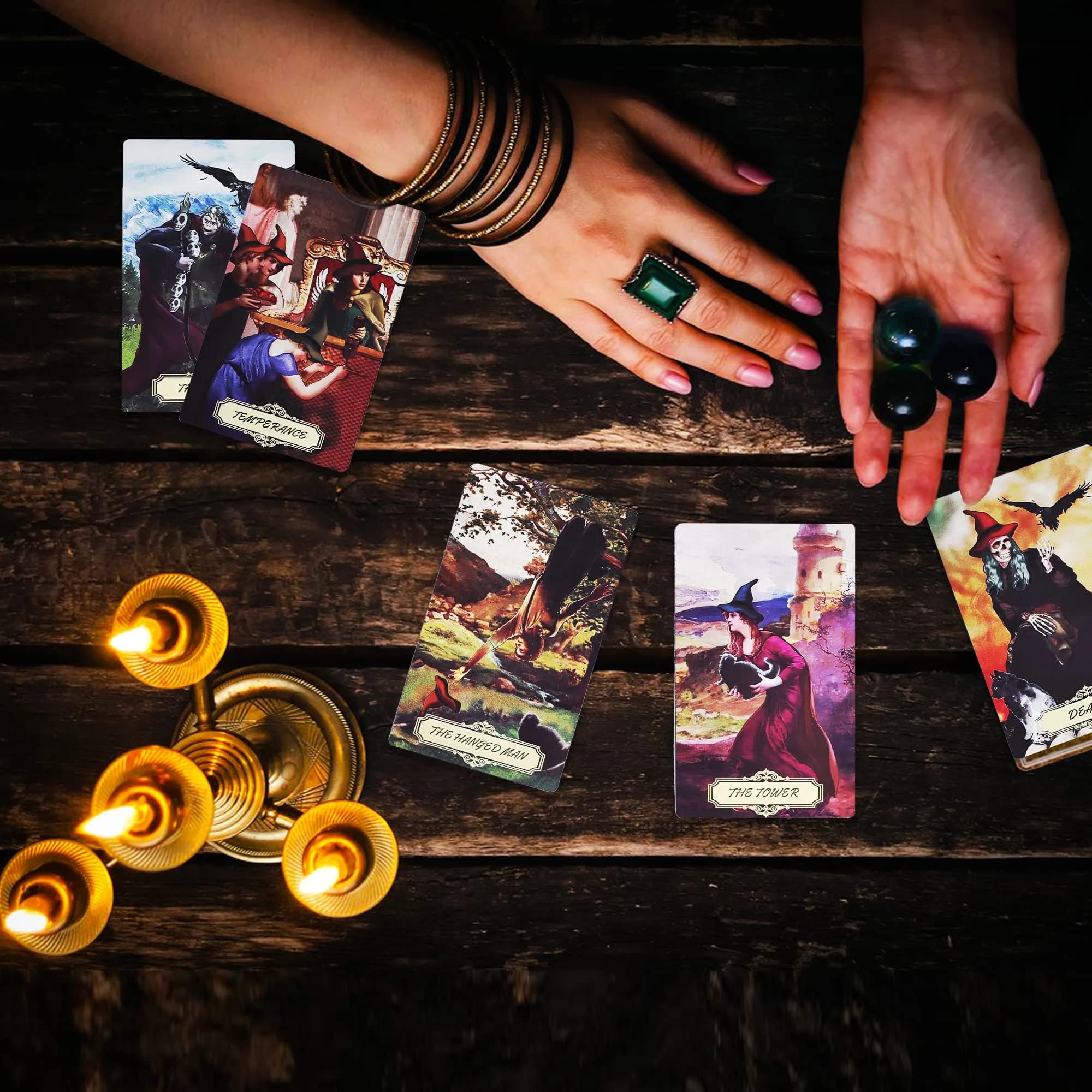 KIINO Purple Gold Foil Tarot Cards - 78 Waterproof PVC Cards with Guide Book & Box - view 2