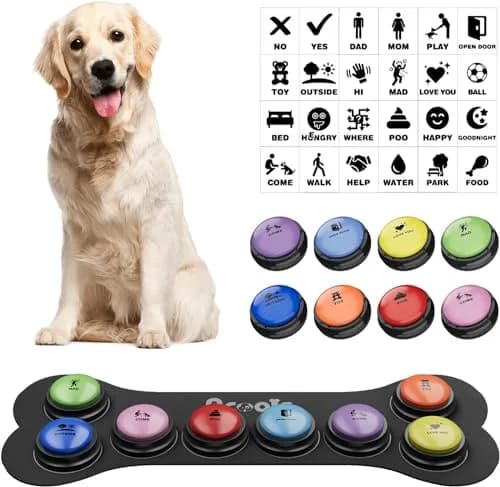 Acools Dog Buttons for Communication, 8 Pcs Recordable Voice Pet Buzzer Training Buttons Set with Mat | Dog Talking Buttons thumbnail 1