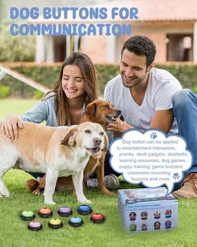 Acools Dog Buttons for Communication, 8 Pcs Recordable Voice Pet Buzzer Training Buttons Set with Mat | Dog Talking Buttons thumbnail 4
