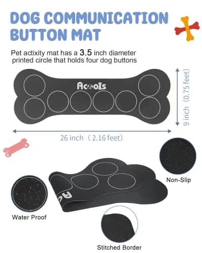 Acools Dog Buttons for Communication, 8 Pcs Recordable Voice Pet Buzzer Training Buttons Set with Mat | Dog Talking Buttons thumbnail 5