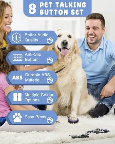 Acools Dog Buttons for Communication, 8 Pcs Recordable Voice Pet Buzzer Training Buttons Set with Mat | Dog Talking Buttons thumbnail 2