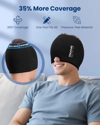 ONLYCARE Migraine Relief Cap 2 Pack | Odorless Gel Headache Relief Head Wrap thumbnail 4