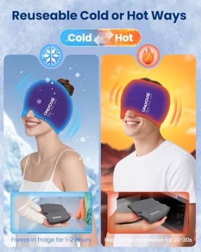 ONLYCARE Migraine Relief Cap 2 Pack | Odorless Gel Headache Relief Head Wrap thumbnail 6