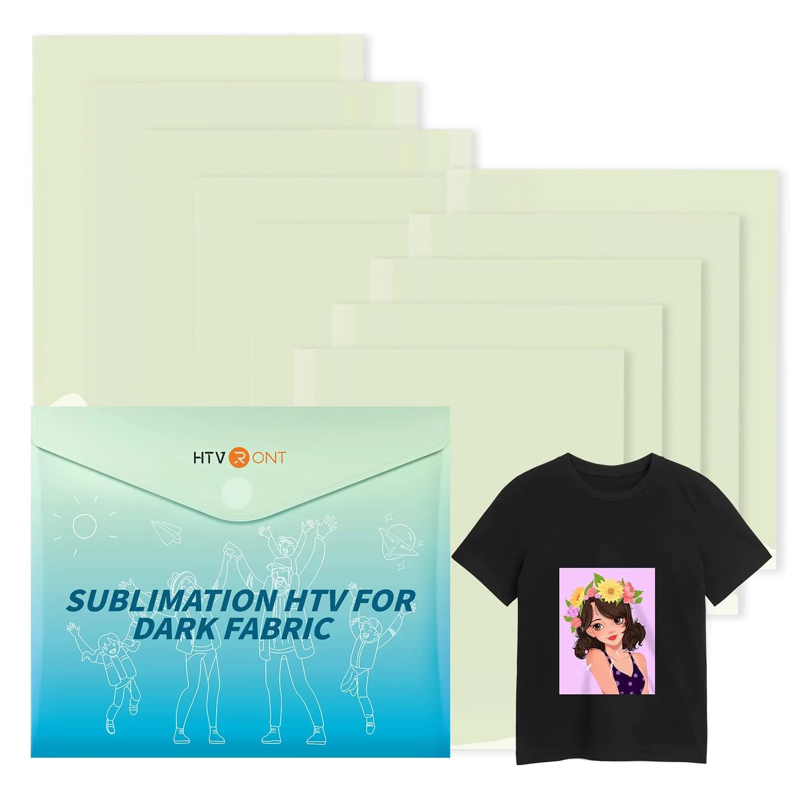 HTVRONT Sublimation HTV Sheets for Cotton Fabric 30.5x25.4cm (12x10'') 10 Pack | Vivid Colors for Dark & Light Cotton
