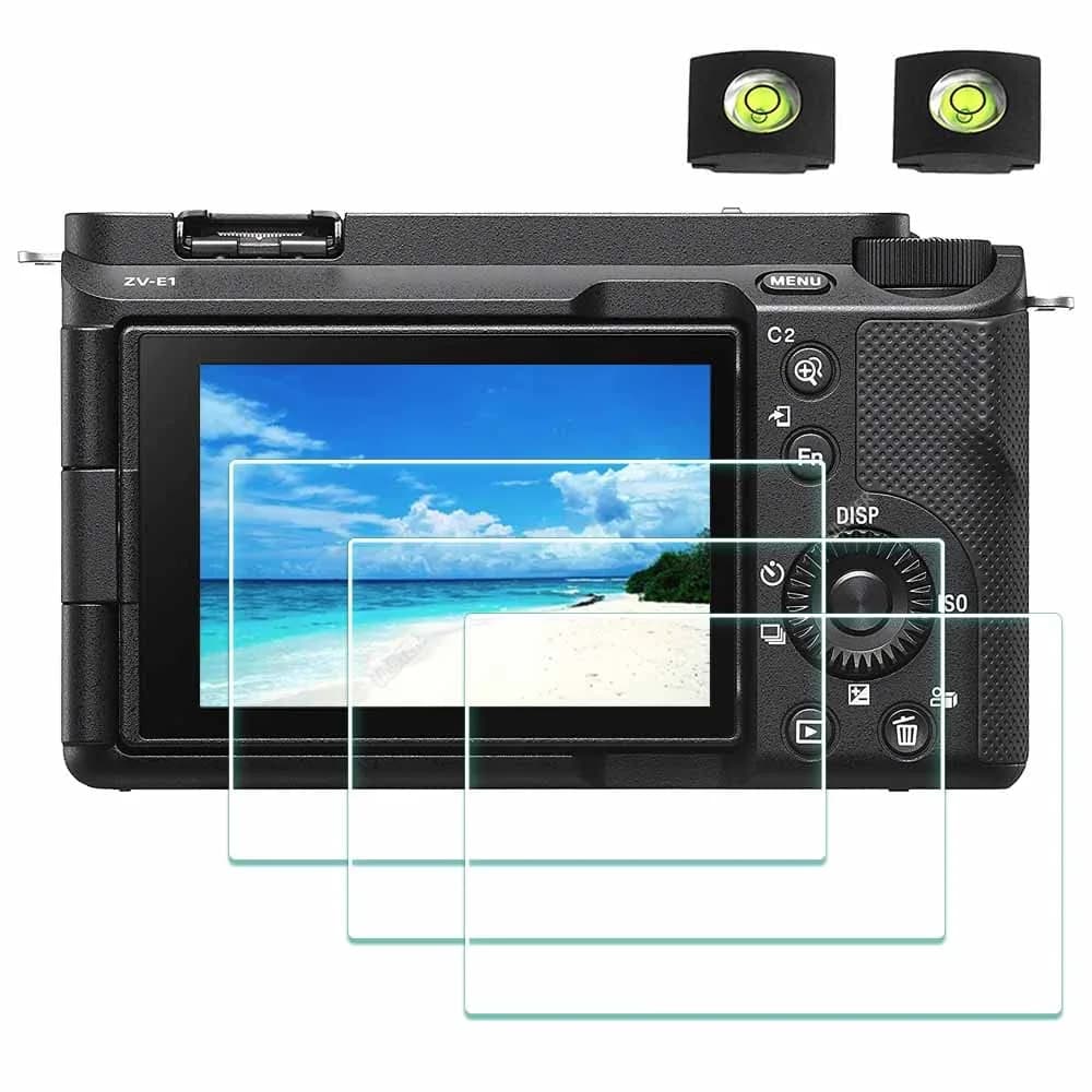 ULBTER Tempered Glass Screen Protector for Sony Alpha A7C II A6700 ZV-E1 Cameras & Hot Shoe Cover | 3+2 Pack, 0.3mm 9H Hardness - main product image