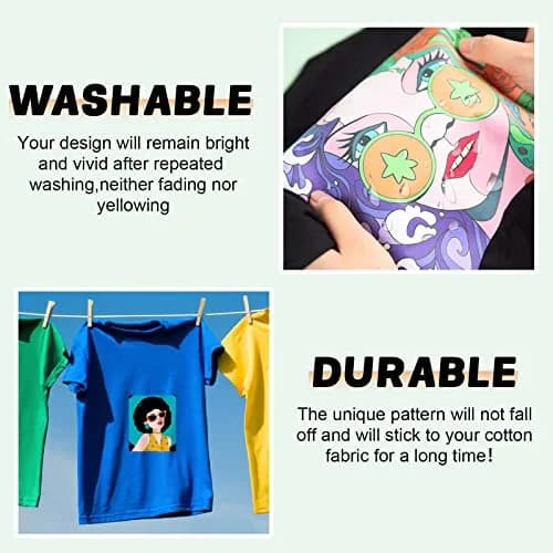 HTVRONT Sublimation HTV Sheets for Cotton Fabric 30.5x25.4 cm (12x10'') Matte 10 Pack | Vivid Colors on Dark & Light Cotton thumbnail 5