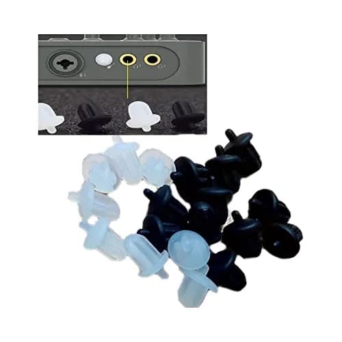 Sopepoyie 6.35mm Dust Cover | Silicone Anti Dust Plug for PC, AV Equipment & Microphone (14x10mm, Black+Transparent) thumbnail 4